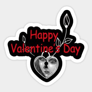 Happy Valentines Day with Padlock & Flowers ,Cute Gift on Valentines Day Sticker